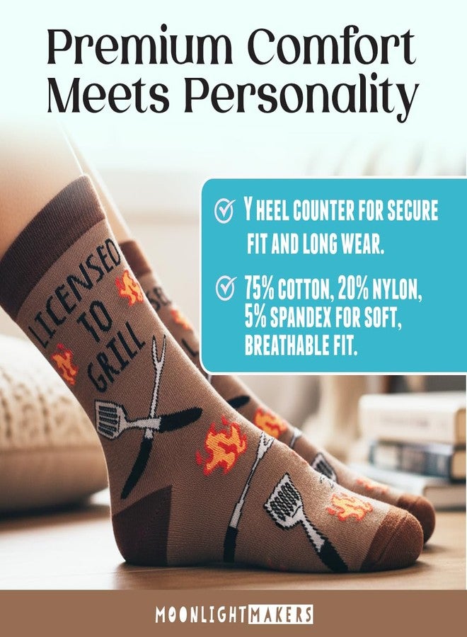 Moonlight Makers Funny Socks with Sayings - Licensed to Grill - Funny Gifts for Men & Women, Novelty Socks, Fun & Crazy Humor, Gag Gifts Ideas for Birthday & Christmas, Silly Crew Graphics, Unisex - Image 2